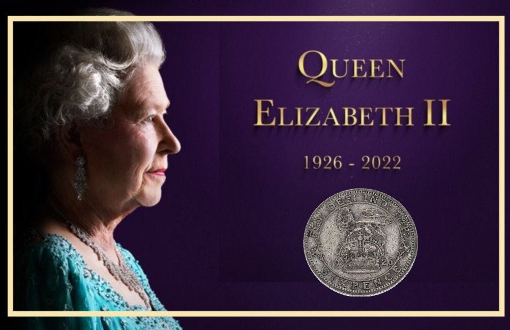 Queen Elizabeth II Commemorative Souvenir - 1926 to 2022 - 1926 Sixpence Coin - in memory of the Queen