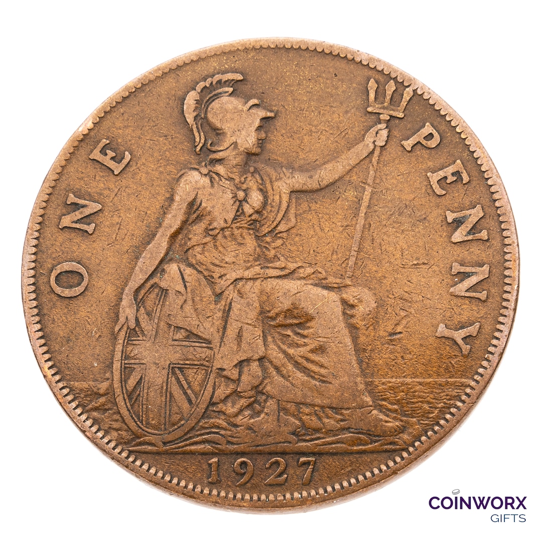 1927 British Penny Coin Great Britain V Perfect for Birthdays,