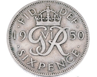1950年 ラッキー 6ペンス コイン イギリス - ジョージ6世 - 誕生日