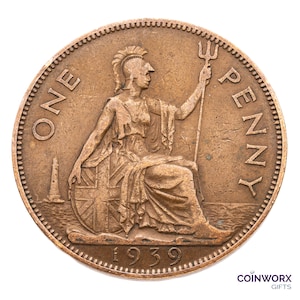 1939 British Penny Coin Great Britain - George VI - Perfect for Birthdays, Anniversary, Craft or Jewelry - Mum, Dad, Grandad, Grandma