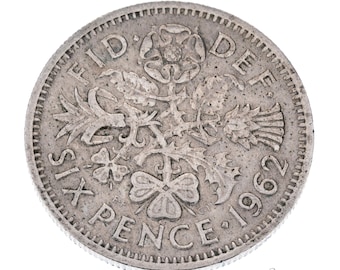 1962 Lucky Sixpence Coin Great Britain - Queen Elizabeth II Perfect for Birthdays, Anniversary, Craft, Jewellery - Mum, Dad