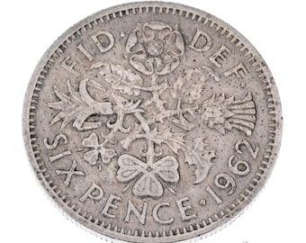 1926年 イギリス ジョージ5世発行 6ペンス硬貨。誕生日、記念日、工芸