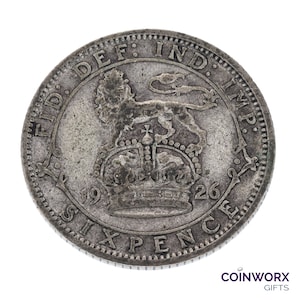 Queen Elizabeth II Coin - 1926 to 2022 - Year of Birth Sixpence 50% Silver - Died 8 September 2022