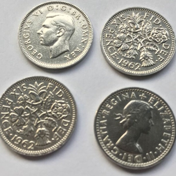 Lucky Sixpence Münze Andenken Hochzeit Gunst Gunst Geburtstag - Wahl des Jahres 1947-1967 - Poliert Geburtstag, Jubiläum oder Schmuck - Hochzeit