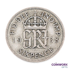 1938 Lucky Silver Sixpence Coin Great Britain - George VI - Perfect for Birthdays, Anniversary, Craft or Jewelry - Mum, Dad, Grandfather