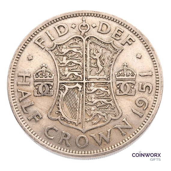 1951年 イギリス ジョージ6世 ハーフクラウン 銀貨 【公式通販】