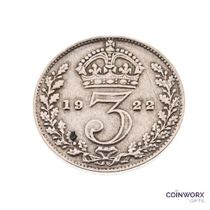 1922 Silver Threepence Coin Great Britain 50% Silver - George V - Perfect for Birthdays, Craft -  Grandma, Grandad
