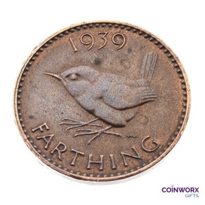 1939 farthing Coin featuring Wren from UK King George VI- Great Britain Perfect for Birthdays, Anniversary and within Jewellery