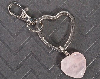 ROSE QUARTZ CELTIC KNOT Gemstone Love HEART Romance Keyring Keychain Mothers Day