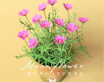 KIT Miniatur-Gartenblumen-Set, Puppenhaus, Maßstab 1:12, Cosmos pink DIY