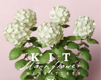 Kit Pale Green Hydrangea dollhouse Miniature garden flower shop, scale 1:12, DIY