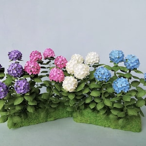 Miniature Choose color 5x Hydrangea flowers or base You Choose  1:12 dollshouse fairy cat garden