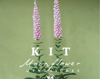 Kit lichtroze Foxgloves poppenhuis Miniatuur tuinbloemenwinkel, schaal 1:12, DIY