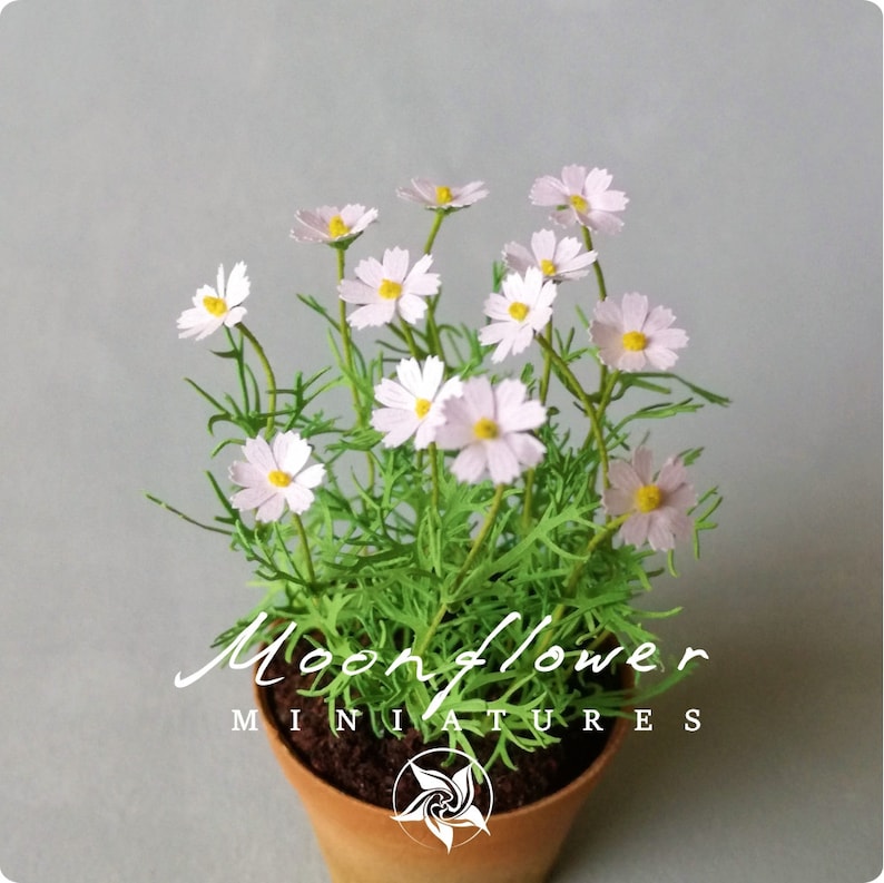 KIT Schmuckkörbchen Blume Weiß, Miniatur Gartenset, Puppenhaus Maßstab 1:12, DIY Bild 1