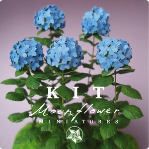 Bausatz Blaue Hortensie, Puppenhaus Miniaturgarten Blumenladen, Maßstab 1:12, DIY