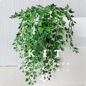 KIT Miniatur Efeu Blume Pflanze #Medium Green Garten Puppenhaus Blumenset, Masstab 1:12, DIY