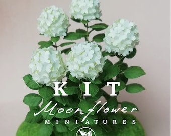 Kit Crema blanco Hydrangea casa de muñecas Floristería de jardín en miniatura, escala 1:12, bricolaje