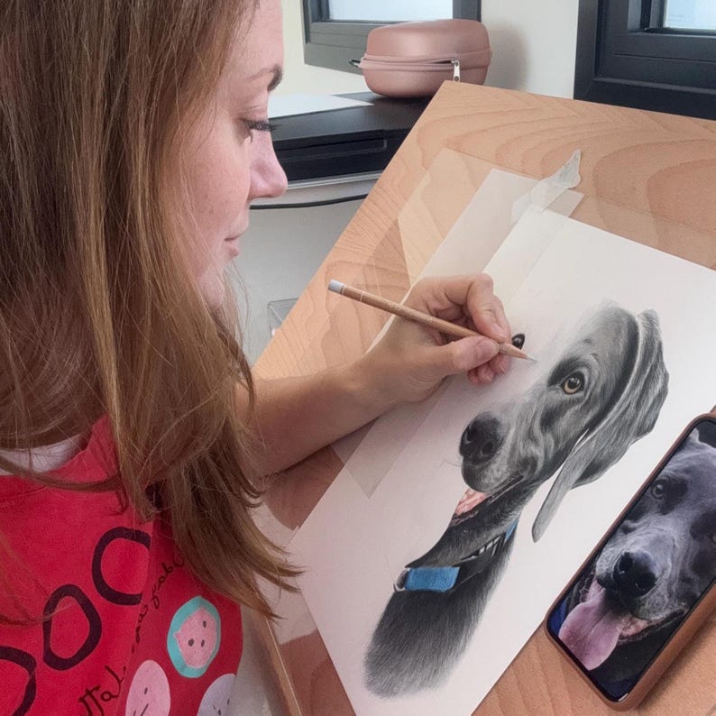 Personalized colored pencil dog portrait, perfect gift for dog lovers or pet parents.