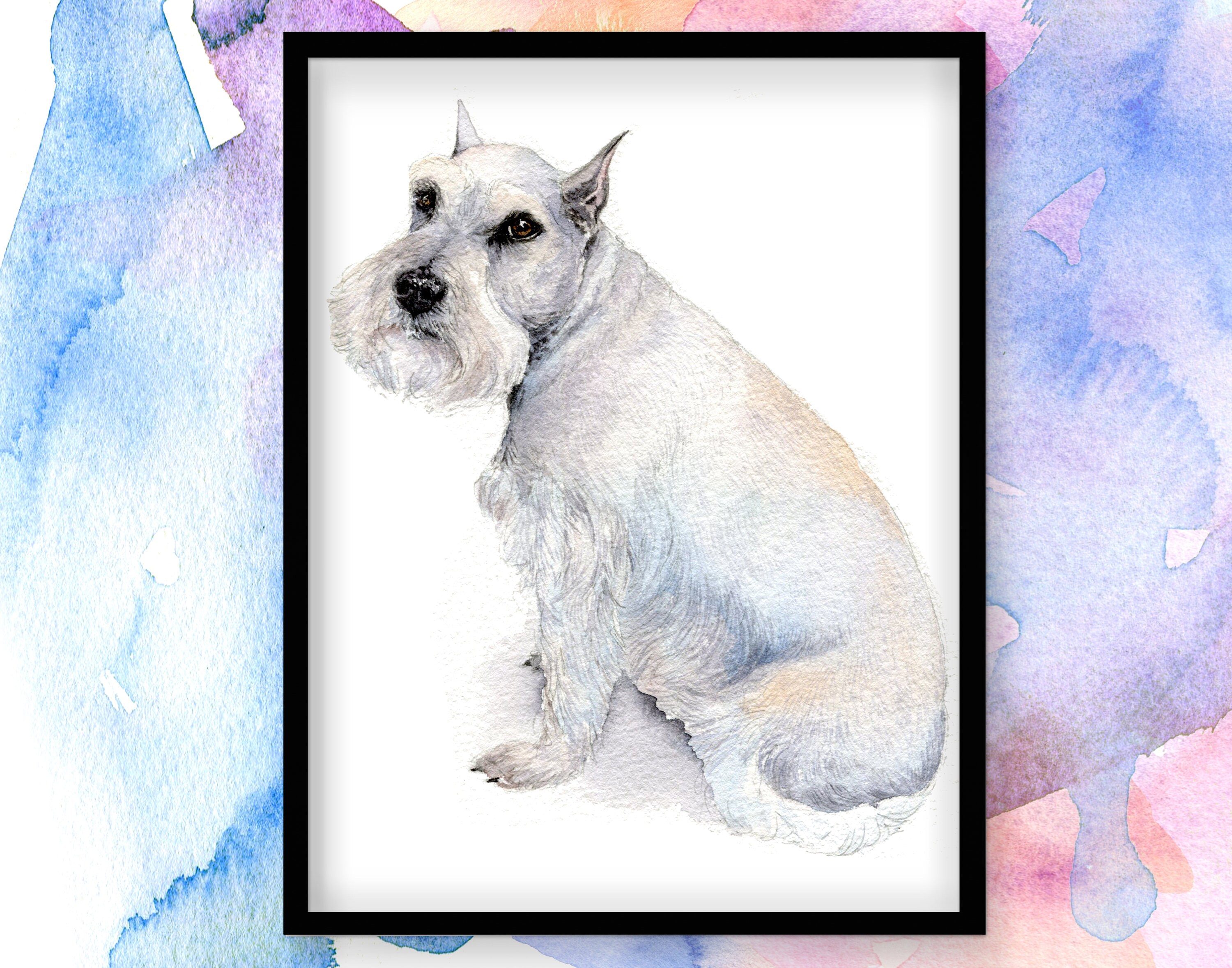 Schnauzer custom pet portrait painting Watercolor pet Etsy