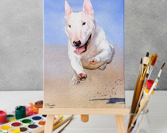 Custom dog painting watercolor pet portrait