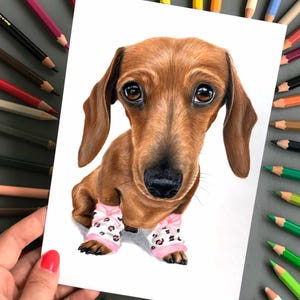 Memorable custom dog portrait, colored pencil artwork for home or office décor.