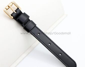 Black Leather Purse strap extender Smooth leather bag strap Leather bag handle Leather Shoulder strap