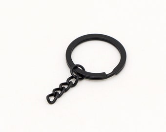 10-20-50pcs Chaîne d’anneau de clé noire 30mm Split Keyring Keyring Porte-clés split ring keychain pour le matériel de clé fob Key Ring Keychain Findings