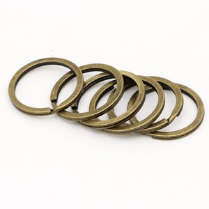 10-20-50pcs Bronze key ring 25mm 30mm Round Flat Split Keyring Key chain ring split rings for key fob hardware image 1