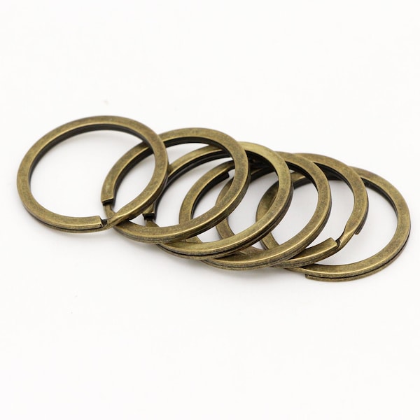 10-20-50pcs Bronze key ring 25mm 30mm Round Flat Split Keyring Key chain ring split rings for key fob hardware