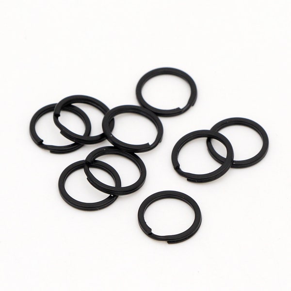 10-20-50pcs small key ring 15mm black keyrings Flat Split Keyring Key chain ring split rings for key fob hardware