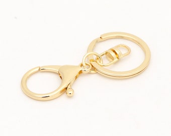 10-20pcs Lobster Clasp Keychain gold key ring chain Split Key ring split ring Bulk Key Ring Keychain Findings