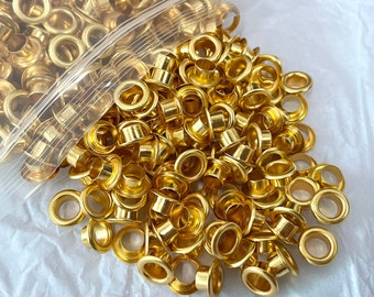 Occhielli d'oro da 100 pezzi 6mm per scarpe artigianali in pelle di tela