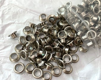 100 Stück 6mm silberfarbene Ösen Grommets für Canvas Leder Bastelschuhe