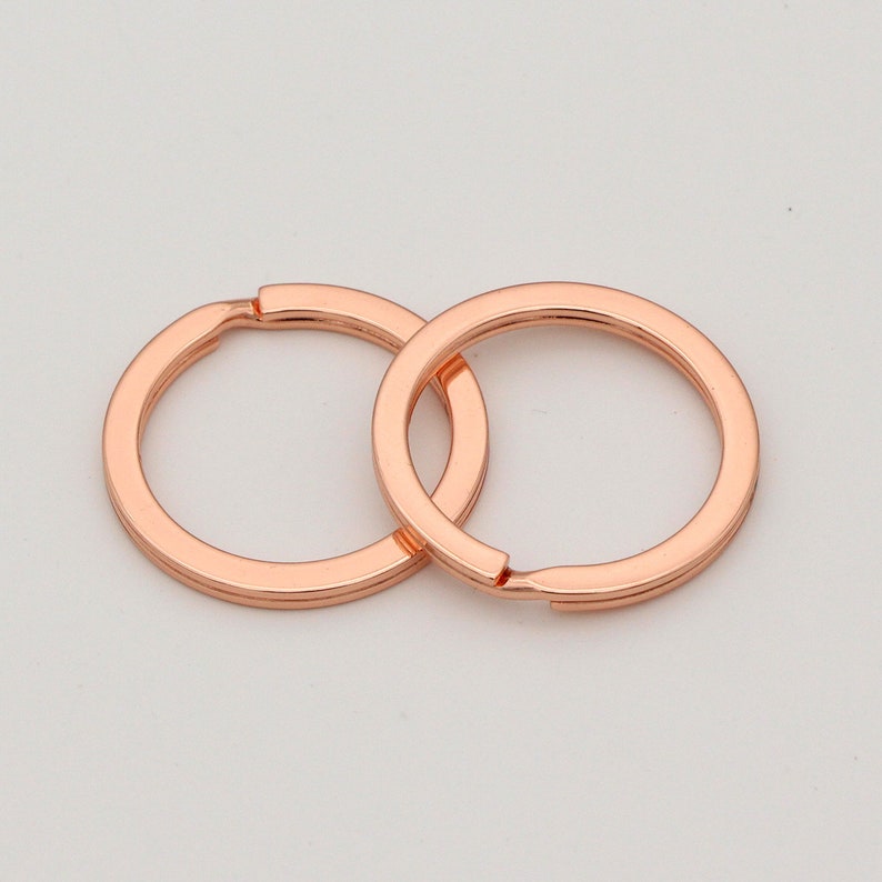 10pcs Rose Gold Key Ring 33mm Round Flat Split Keyring Key Etsy