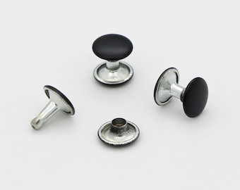 50set 9 * 8mm noir mat Double cap rivets rivets rapides ronde rivets en cuir rivets clous fixations