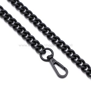 Black Purse chain strap 10mm Bag chain Replacement bag handle Shoulder strap