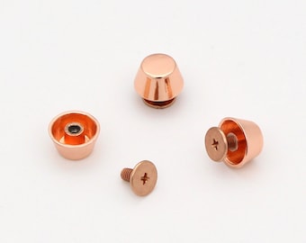 10set 11mm Rose gold Screw back studs screw rivets Chicago screw purse feet screw studs rapid rivet for DIY purse making Bag supply
