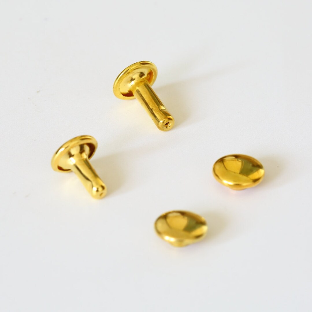 50set Brass Double Cap Rivet 6*6/8*6/8*8/8*10/10*8/10*10/10*12mm Gold ...