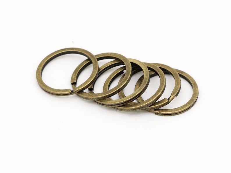 10-20-50pcs Bronze key ring 25mm 30mm Round Flat Split Keyring Key chain ring split rings for key fob hardware image 1