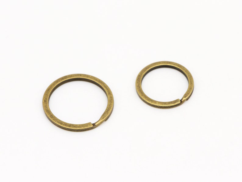 10-20-50pcs Bronze key ring 25mm 30mm Round Flat Split Keyring Key chain ring split rings for key fob hardware image 2