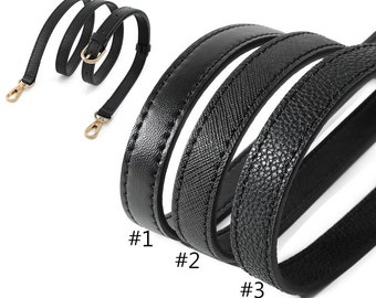 Black Leather Bag Strap 1.2cm 1.5cm 1.8cm Leather Purse Strap High Quality Replacement strap