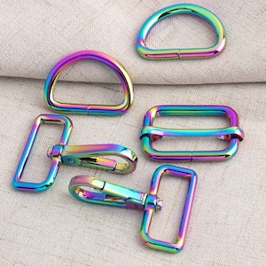 8 sets different sizes rainbow swivel clasp d ring slider buckle bag purse strap making