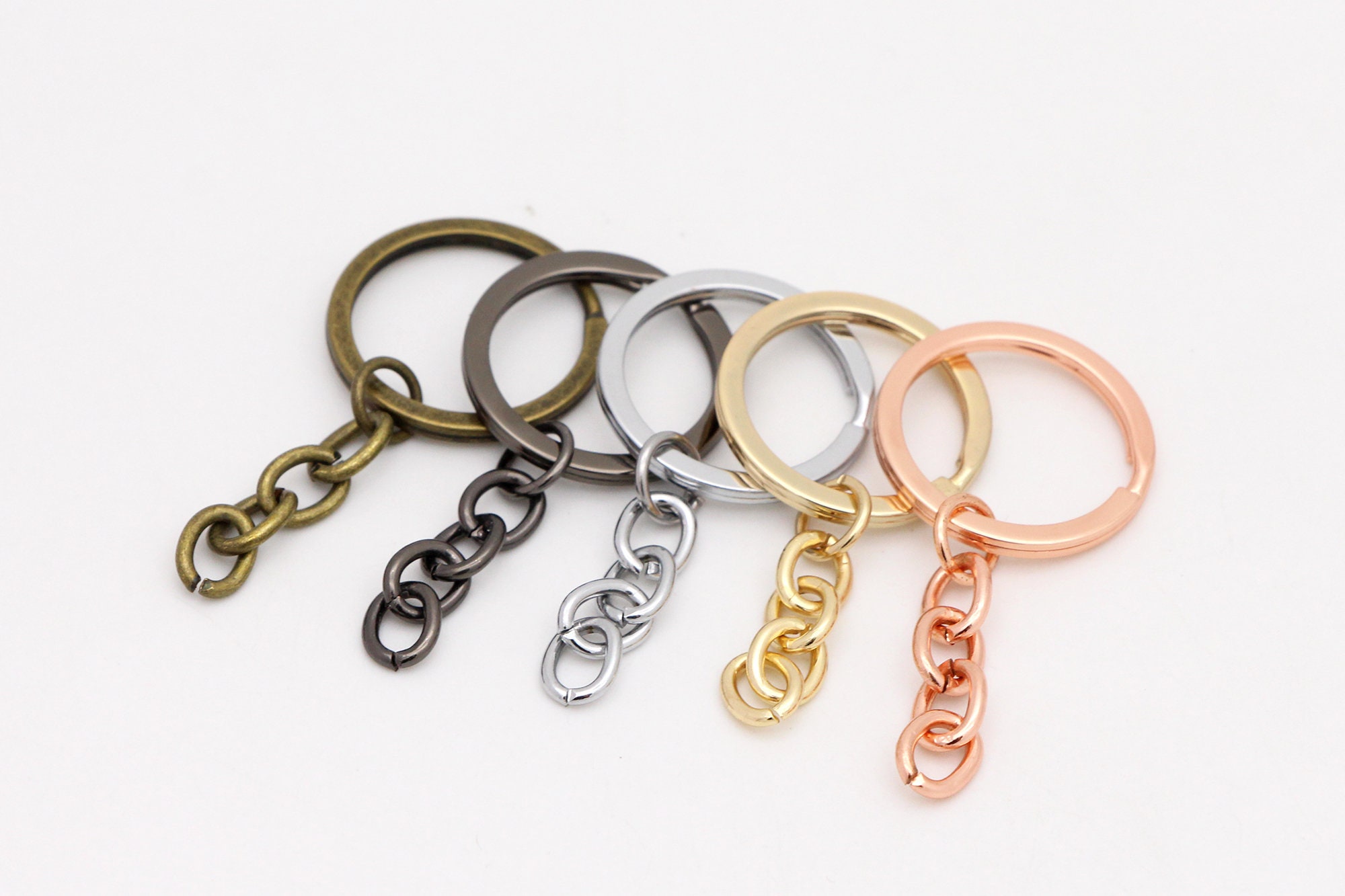 100pcs Metal Keyrings With Chain and Jump Rings in Bulk, Bulk Keychains ,  Supplies, Key Chain Making, Split Keyring 