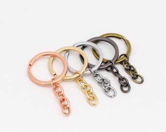 10-20-50pcs llavero a granel 25mm diy llavero flat split key rings with chains split ring wholesale Keyring Keychain Findings
