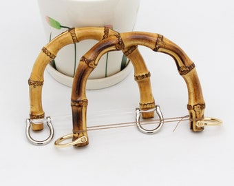 een paar Bamboo Bag Handle 12cm (4.7 in) Bamboo Purse Handle handtas handvat tas hardware