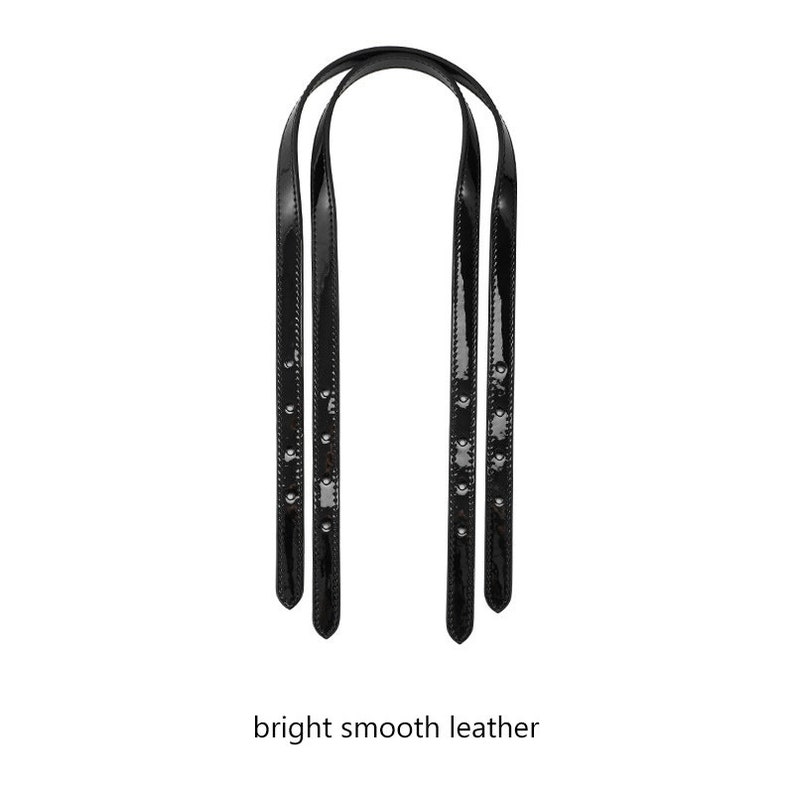 1 pair Black Leather bag handles Leather Shoulder strap for Tote bag Leather purse handle image 4