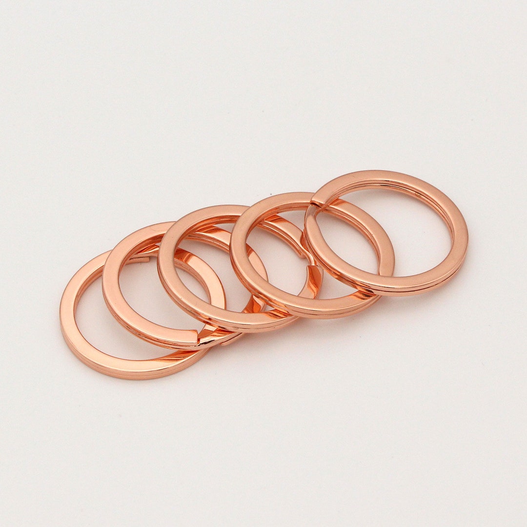 10pcs Rose Gold Key Ring 33mm Round Flat Split Keyring Key Etsy