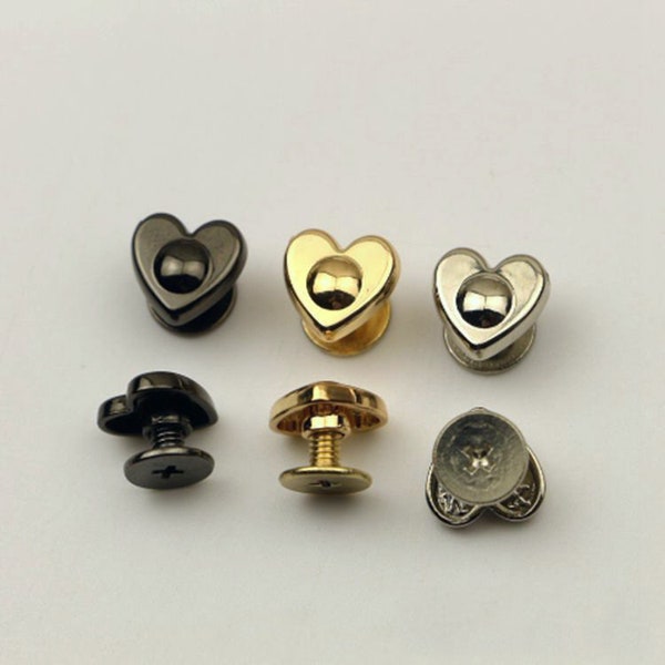 10set heart-shaped 8mm Screw rivet Chicago screw stud Purse feet screws Screw back stud purse hardware