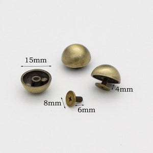 10set Rivet Nieten Schraube wieder Ohrstecker Schraube Nieten 15mm Kuppel Nieten Chicago Schrauben im Geldbeutel Füße Schraube niet für Handwerk