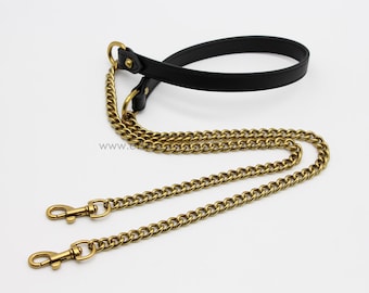 Leather Purse strap Antique gold Bag chain Women Bag strap Shoulder strap